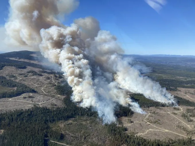 The Burgess Creek Wildfire, about 600 kilometres north of Vancouver on April 20, 2024. (Courtesy BC Wildfire Service)