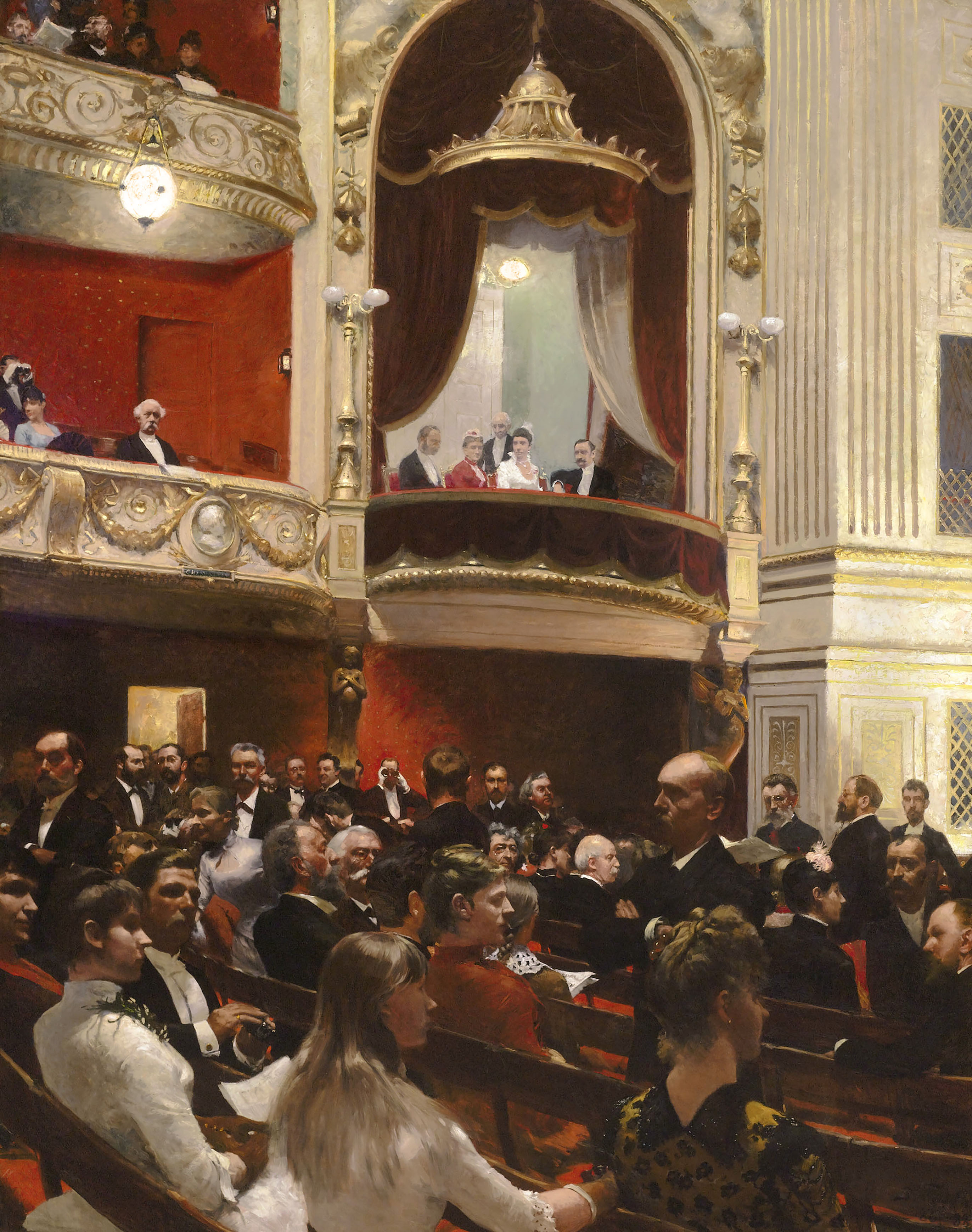 An Evening at the Royal Theatre by Paul Gustav Fischer
