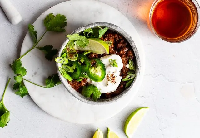 Ancho and chipotle chiles, along with a bit of cocoa powder, give bison chili a deep, robust flavor. (Jennifer McGruther)