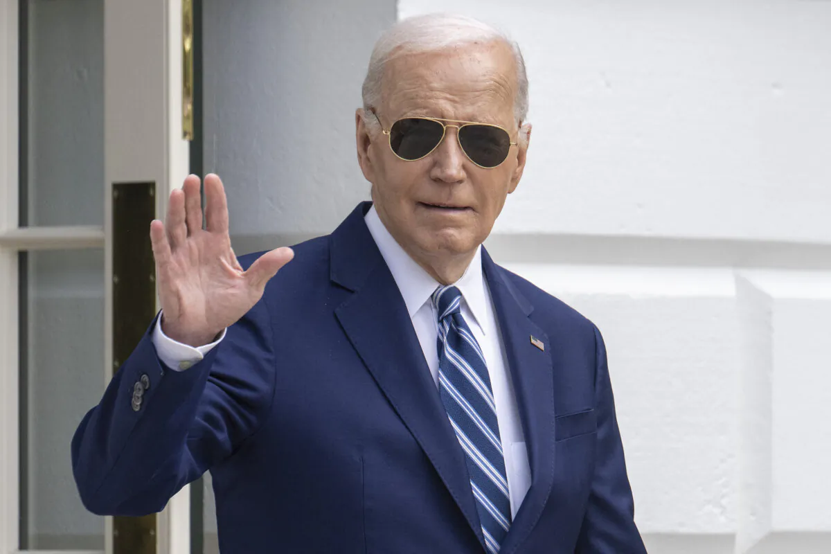 US President Joe Biden waves as he walks to Marine One as he departs from the South Lawn of the White House in Washington, on April 25, 2024. (Jim Watson/AFP via Getty Images)