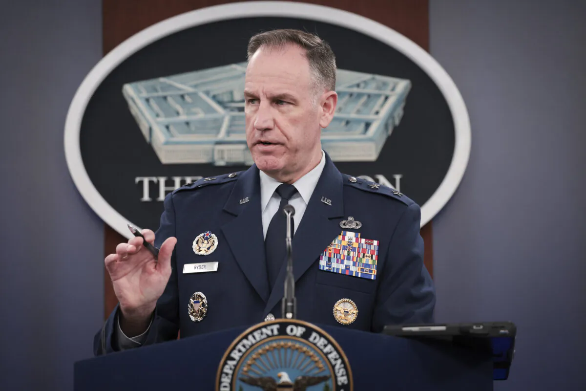 Pentagon Press Secretary Maj. Gen. Pat Ryder answers questions during a briefing at the Pentagon in Arlington, Va., on April 15, 2024. (Win McNamee/Getty Images)