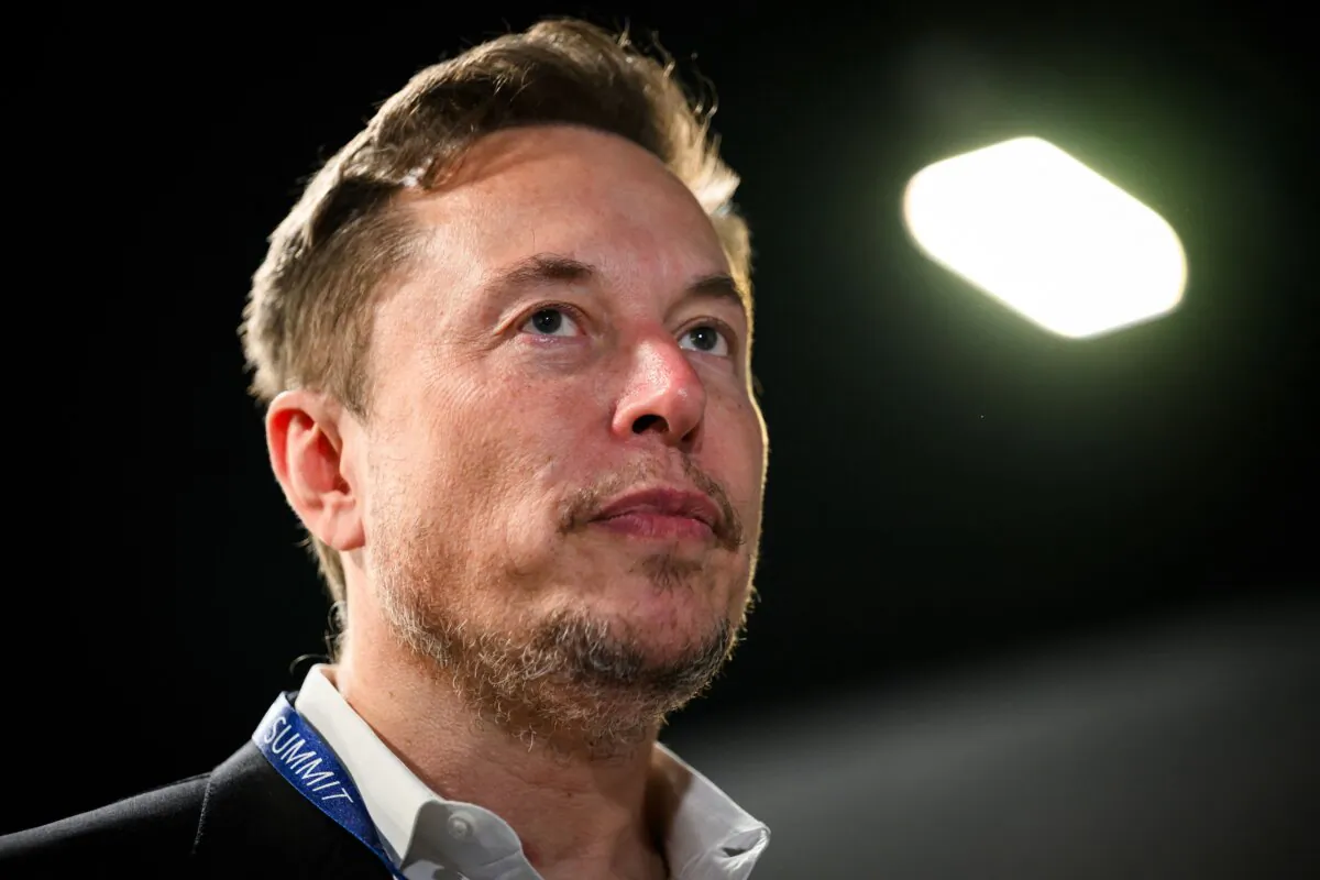 X CEO Elon Musk during the UK Artificial Intelligence Safety Summit at Bletchley Park, in central England, on Nov. 1, 2023. (Leon Neal/Pool/AFP via Getty Images)