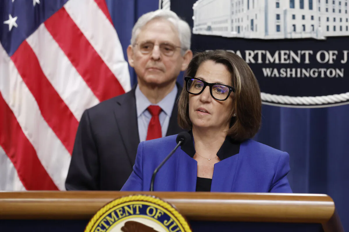 Under Attorney General Merrick Garland and Deputy Attorney General Lisa Monaco—seen here at a news conference at the Justice Department on March 21 in Washington—the DOJ is seeking without congressional authorization to radically expand who can and should receive grant compensation under the Victims of Crime Act. (Anna Moneymaker/Getty Images)