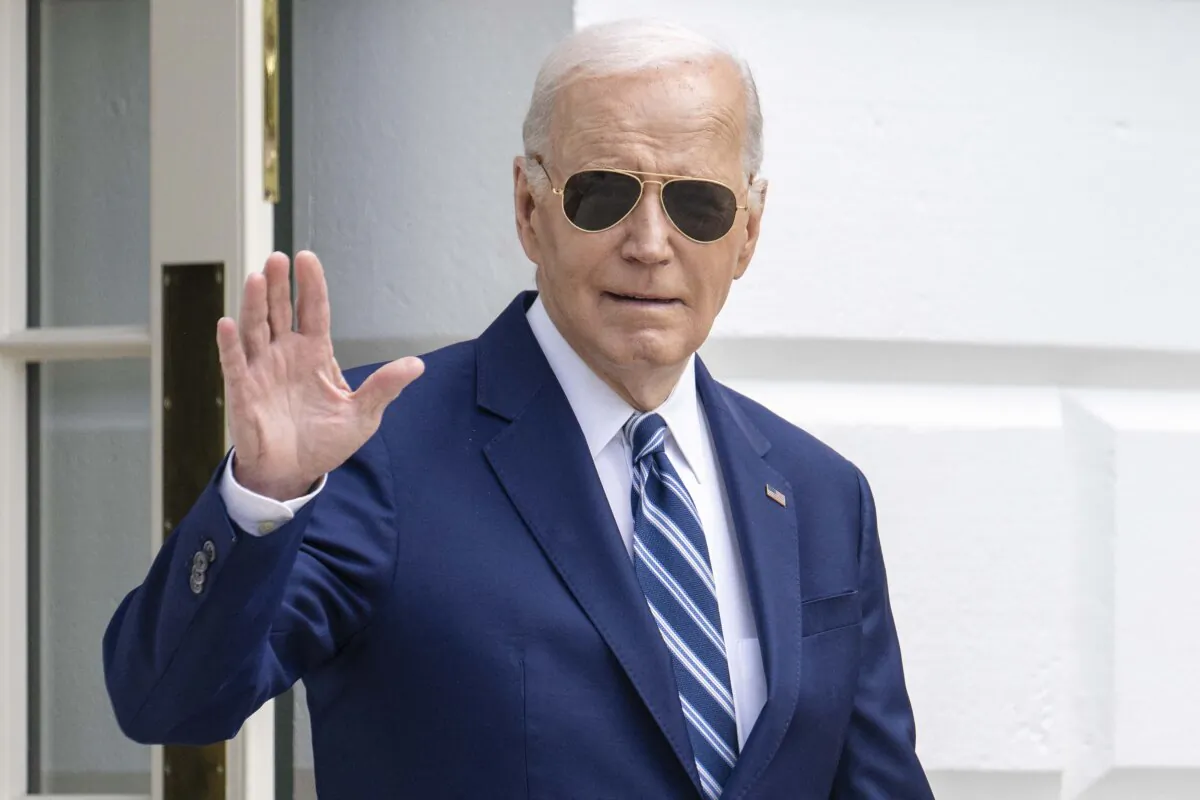 President Joe Biden waves as he walks to Marine One as he departs from the South Lawn of the White House on April 25, 2024, (Jim Watson/AFP via Getty Images)