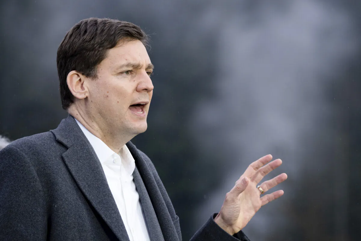 B.C. Premier David Eby speaks during a news conference in Vancouver on Feb. 20, 2024. (The Canadian Press/Ethan Cairns)