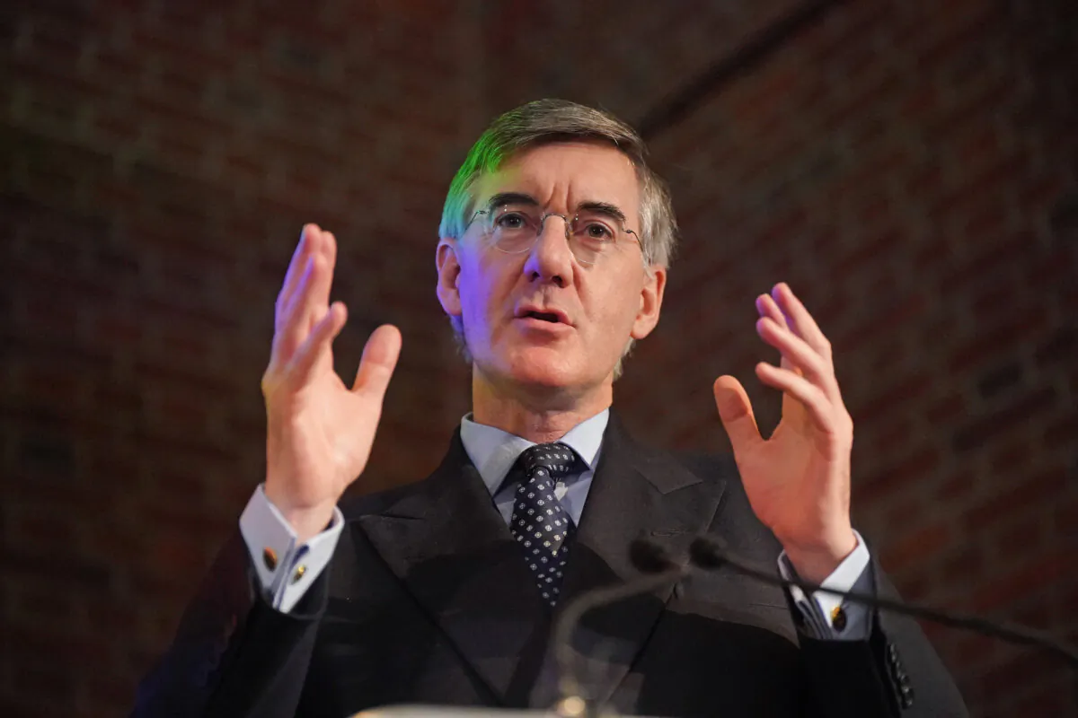 Sir Jacob Rees-Mogg during the launch of the Popular Conservatism movement at the Emmanuel Centre in central London on Feb. 6, 2024. (Victoria Jones/PA Wire)
