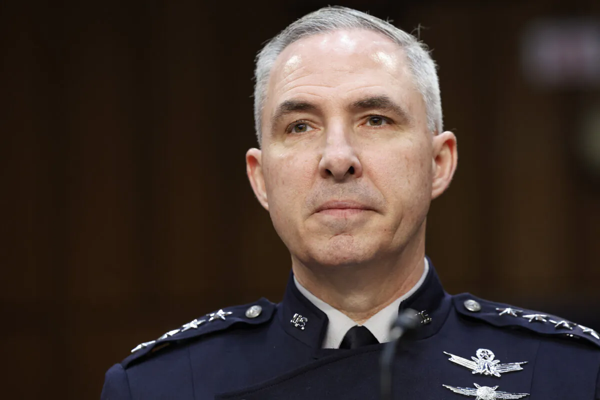 U.S. Space Force Gen. Stephen N. Whiting speaks during a hearing with the Senate Armed Services Committee at the Hart Senate Office Building in Washington on Feb. 29, 2024. (Anna Moneymaker/Getty Images)