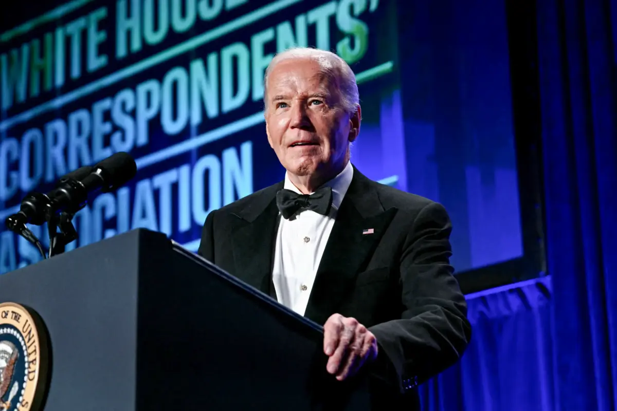 President Joe Biden speaks during the White House Correspondents' Association (WHCA) dinner at the Washington Hilton, on April 27, 2024. (Brendan Smialowski/AFP via Getty Images)