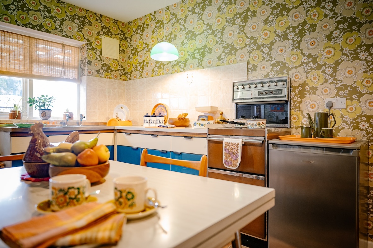 The kitchen at the 1970s bungalow.
