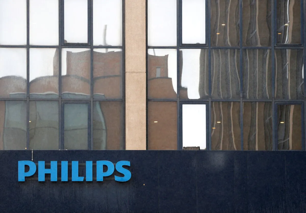 The logo of Philips at the company's entrance in Brussels on Sept. 11, 2012. (Francois Lenoir/Reuters)