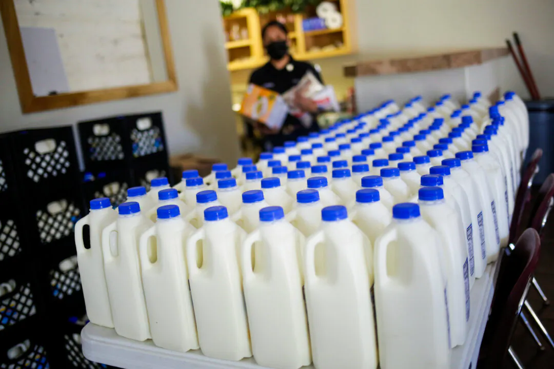 Containers of milk in El Paso, Texas, on March 17, 2021. (Jose Luis Gonzalez/Reuters)