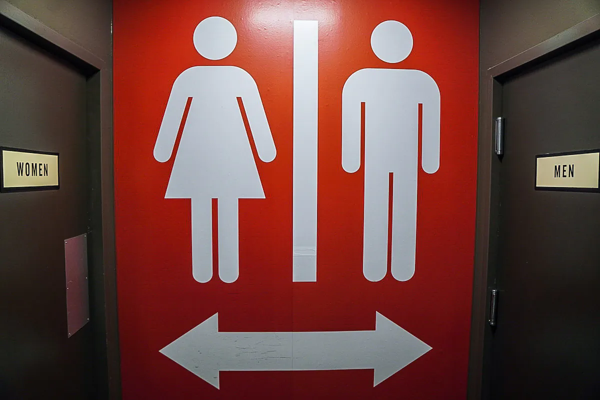 Signage identifies the men’s and women’s restrooms at a business in Chattanooga, Tenn., on Jan. 13, 2023. (Jackson Elliott/The Epoch Times)