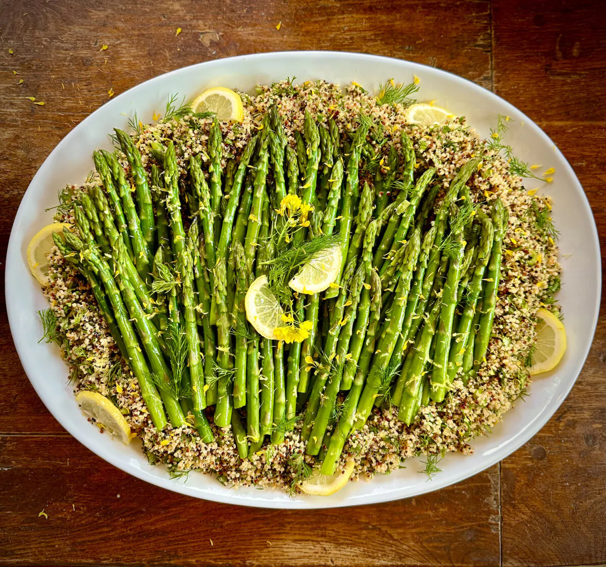A generous helping of spices gives flavor to the asparagus and quinoa. (Lynda Balslev for Tastefood)
