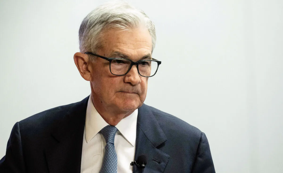 Federal Reserve Board Chairman Jerome Powell speaks during the 24th Jacques Polak Annual Research Conference on Global Interdependence at International Monetary Fund headquarters in Washington on Nov. 9, 2023. (Jim Watson/AFP via Getty Images)