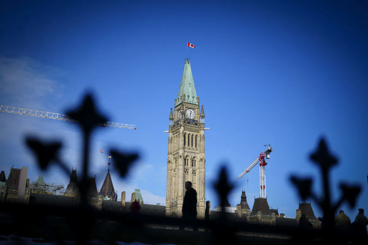 The Peace Tower on  Parliament Hill in Ottawa on Feb. 13, 2024. (The Canadian Press/Sean Kilpatrick)