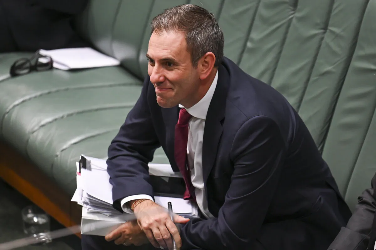Treasurer Jim Chalmers reacts during Question Time at Parliament House in Canberra, Australia, on March 30, 2023. (Martin Ollman/Getty Images)