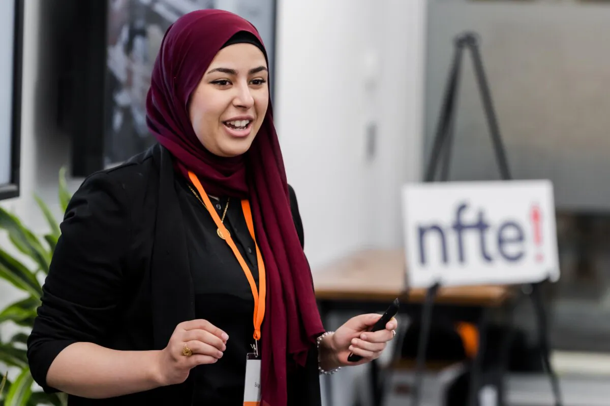 Raneem Al Suwaidani’s idea for a food truck rental platform won her the
top international and national prize in NFTE’s entrepreneur competitions. (Joe Curry Photography for NFTE.com)