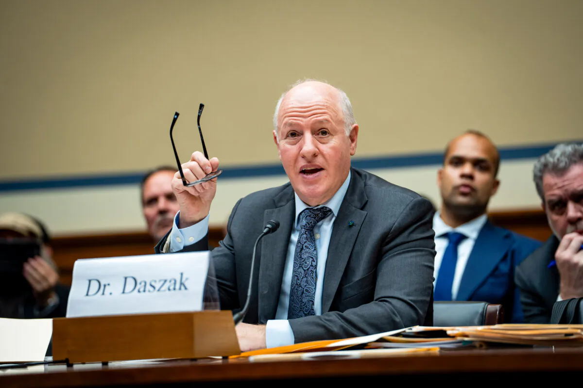 Peter Daszak, president of EcoHealth Alliance, testifies before the Select Subcommittee on the Coronavirus Pandemic in Washington on May 1, 2024. (Madalina Vasiliu/The Epoch Times)