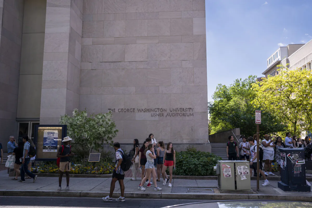 George Washington University as a few Oversight Committee Republicans visit the campus in Washington on May 1, 2024. (Madalina Vasiliu/The Epoch Times)