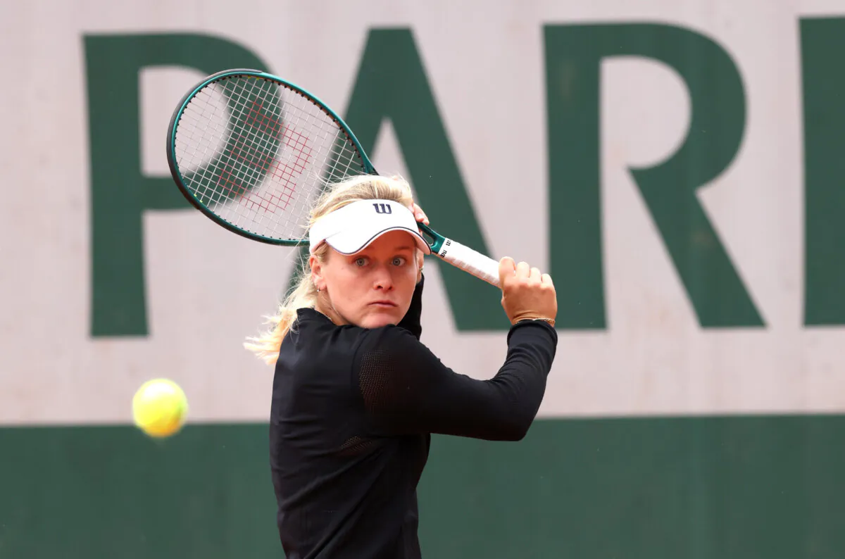 Peyton Stearns of United States plays a backhand against Lucija Ciric Bagaric of Croatia in the Women's Singles first round match on day three of the 2024 French Open at Roland Garros in Paris on May 28, 2024. (Clive Brunskill/Getty Images)