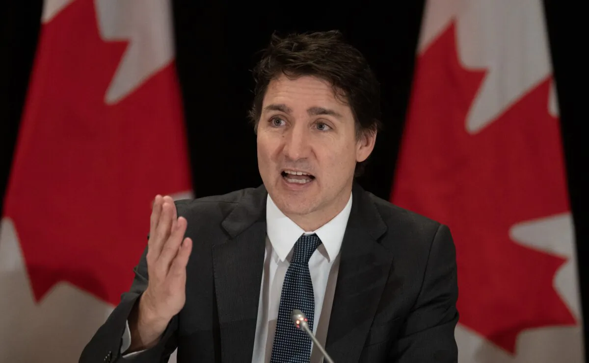 Prime Minister Justin Trudeau delivers remarks at the second intergovernmental leaders' forum for self-governing Indigenous governments, in Gatineau, Que., on May 2, 2024. (The Canadian Press/Adrian Wyld)