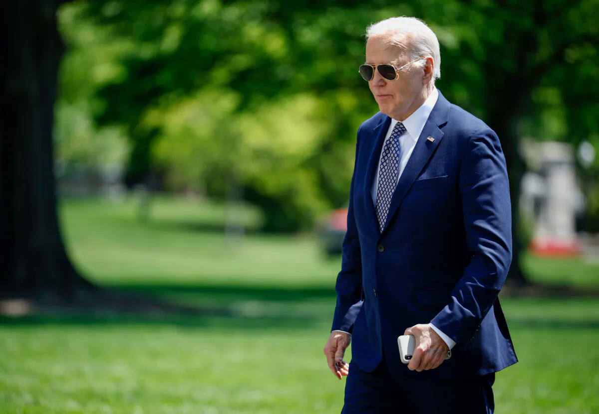 President Joe Biden returns to the White House on April 26, 2024, in Washington. (Kevin Dietsch/Getty Images)