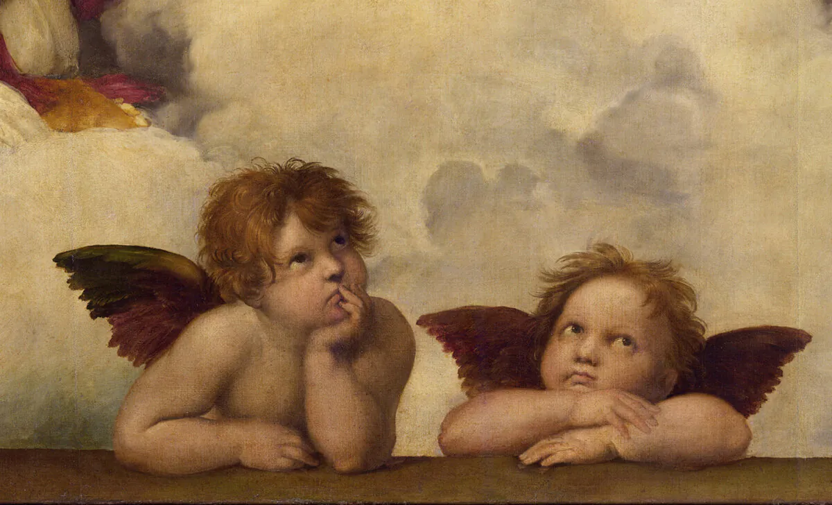 A detail of the "Sistine Madonna," circa 1512–1513, by Raphael. (Public Domain)