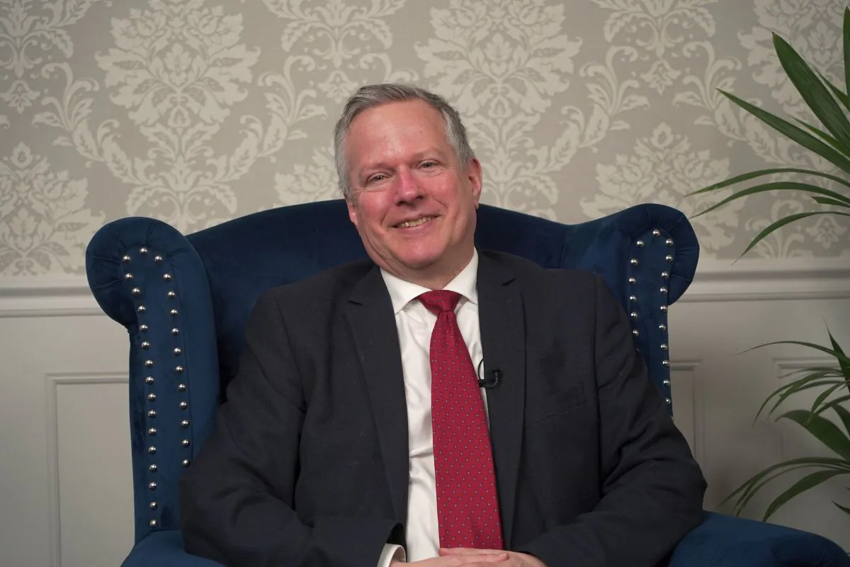 Professor Emeritus Kevin Yuill poses for a photo after an interview with NTD's 'British Thought Leaders' programme. (NTD)