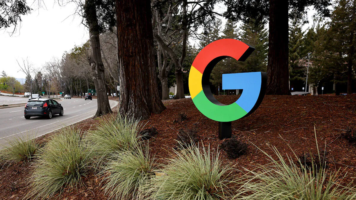 The Google logo is displayed at Google headquarters in Mountain View, Calif., on Feb. 2, 2023. (Justin Sullivan/Getty Images)
