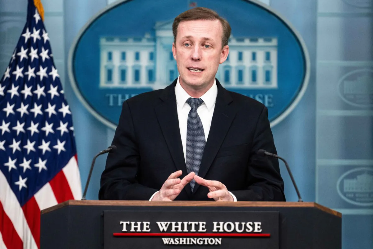White House National Security Advisor Jake Sullivan speaks during a press briefing at the White House on April 24, 2024. (Jim Watson/AFP via Getty Images)
