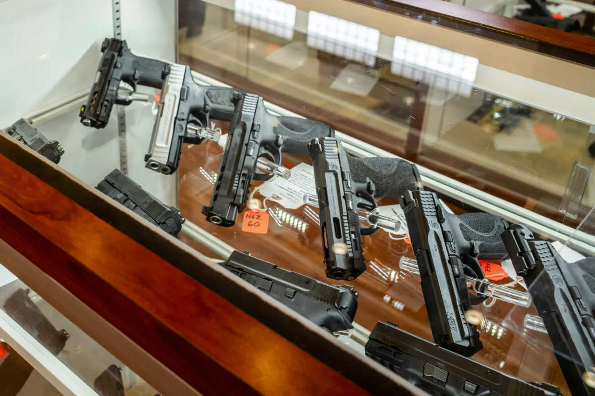 Handguns for sale in a store in a file photo. (Brandon Bell/Getty Images)