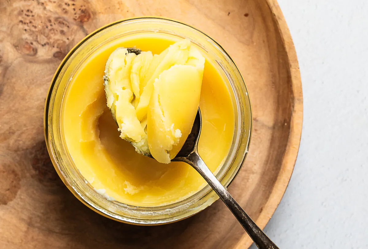 You'll find golden jars of ghee in many grocery stores, or online—but it's also super simple to make yourself. (Jennifer McGruther)