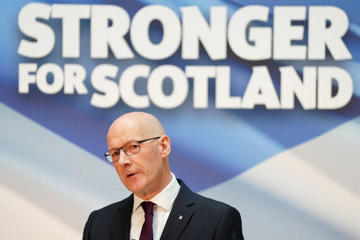 John Swinney - who has been elected unopposed as the new leader of the SNP - making a speech at Glasgow University in Glasgow, Scotland on May 6, 2024. (PA Wire)