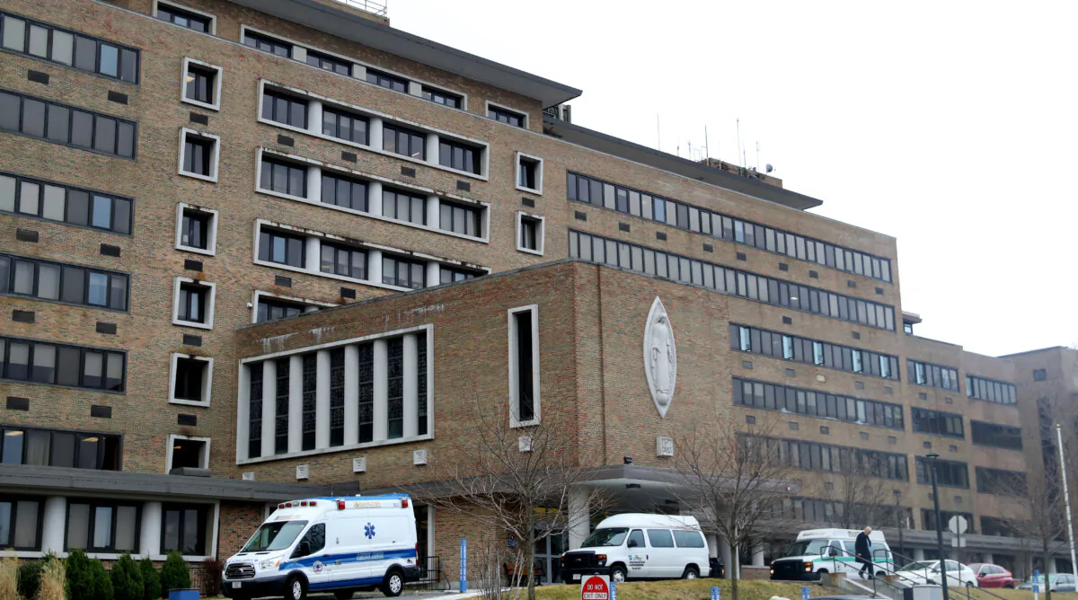 A view of Carney Hospital in Dorchester, Mass., on March 17, 2020. (Maddie Meyer/Getty Images)