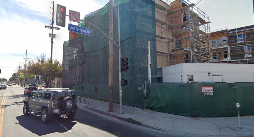 The South-Central Avenue and Jefferson Boulevard intersection in February 2020. (Google Maps/Screenshot via California Insider)