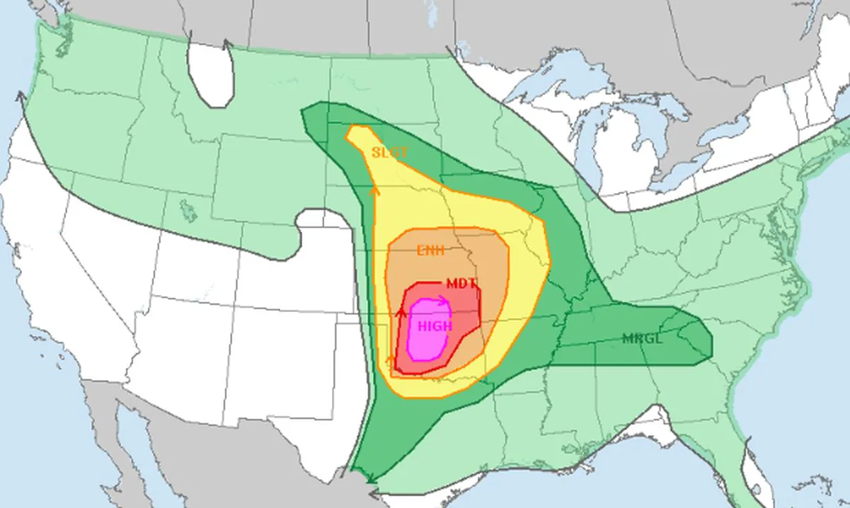 The National Weather Service's forecast outlook for Monday, May 6, 2024. (Courtesy of the National Weather Service)