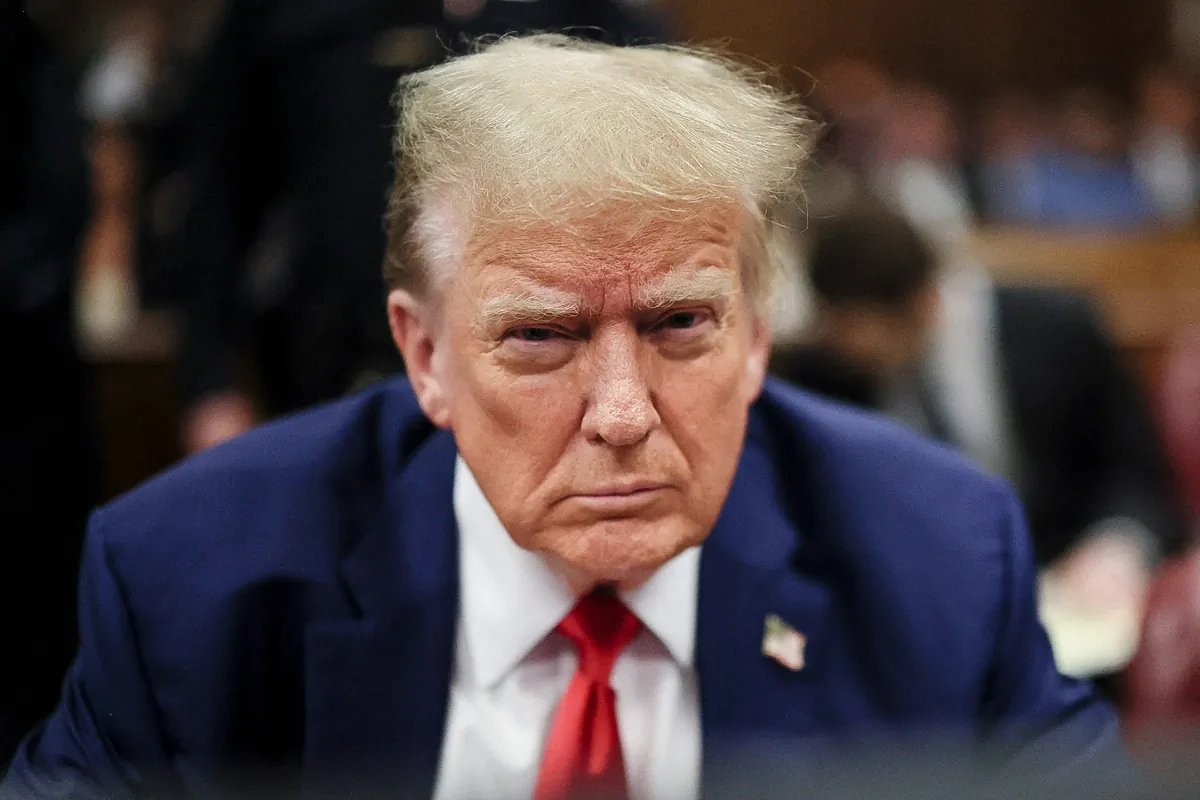 Former President Donald Trump attends his trial at Manhattan Criminal Court in New York City, on May 6, 2024. (BRENDAN MCDERMID/POOL/AFP via Getty Images)