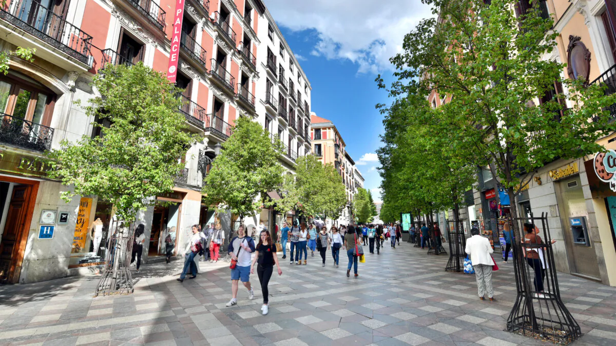 Car-free streets in Madrid, such as the Calle del Arenal, helped turn worn-out areas into trendy zones. (Rick Steves, Rick Steves' Europe)