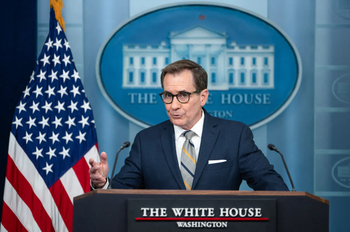 National Security Communications Adviser John Kirby speaks at a White House press briefing on May 6, 2024. (Andrew Caballero-Reynolds/AFP via Getty Images)