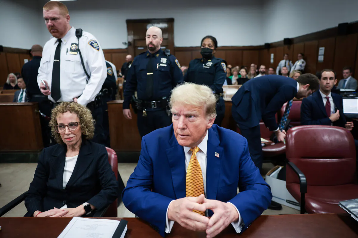 Former President Donald Trump and attorney Susan Necheles attend his trial for allegedly covering up hush money payments, at Manhattan Criminal Court on May 7, 2024, in New York City. (Win McNamee/Getty Images)