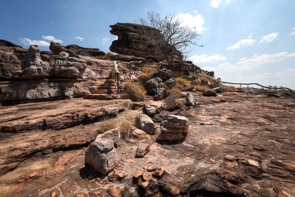 This picture taken on Aug. 27, 2023 shows a rock escarpment at Ubirr in the world heritage site of Kakadu National Park, located 280 kilometres east of the Northern Territory capital city of Darwin. (David Gray/AFP via Getty Images)