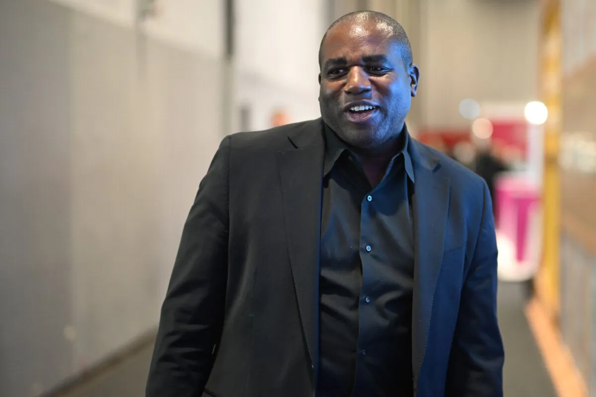 Britain's main opposition Labour Party shadow foreign secretary David Lammy attends the first day of the annual Labour Party conference in Liverpool, northwest England, on Oct. 8, 2023. (Oli Scarff/AFP via Getty Images)