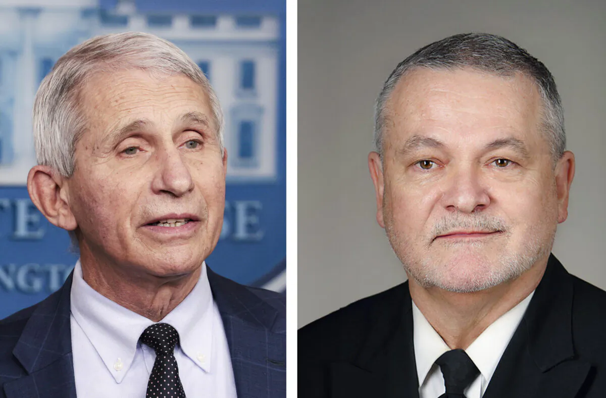 File images show Dr. Anthony Fauci, left, and Dr. David Morens. (Drew Angerer/Getty Images; NIAID via The Epoch Times)