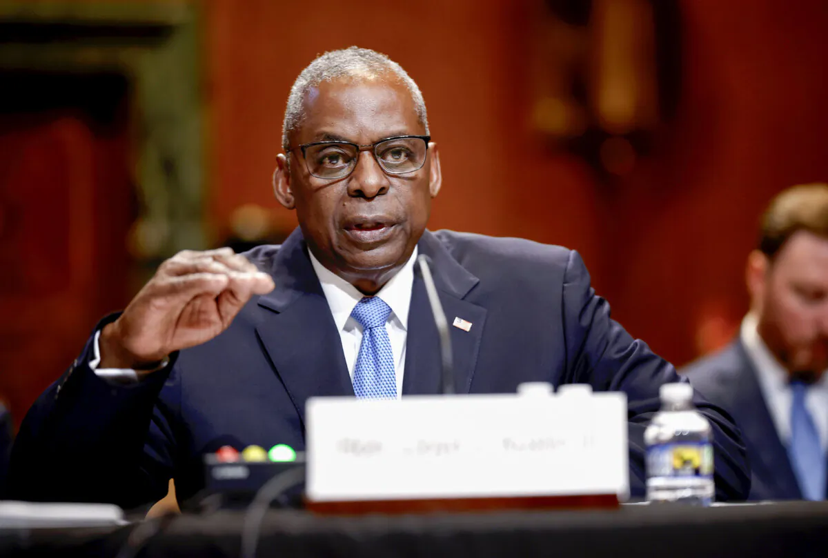 Secretary of Defense Lloyd Austin testifies before the Senate Appropriations Committee on Capitol Hill in Washington on May 8, 2024. (Kevin Dietsch/Getty Images)