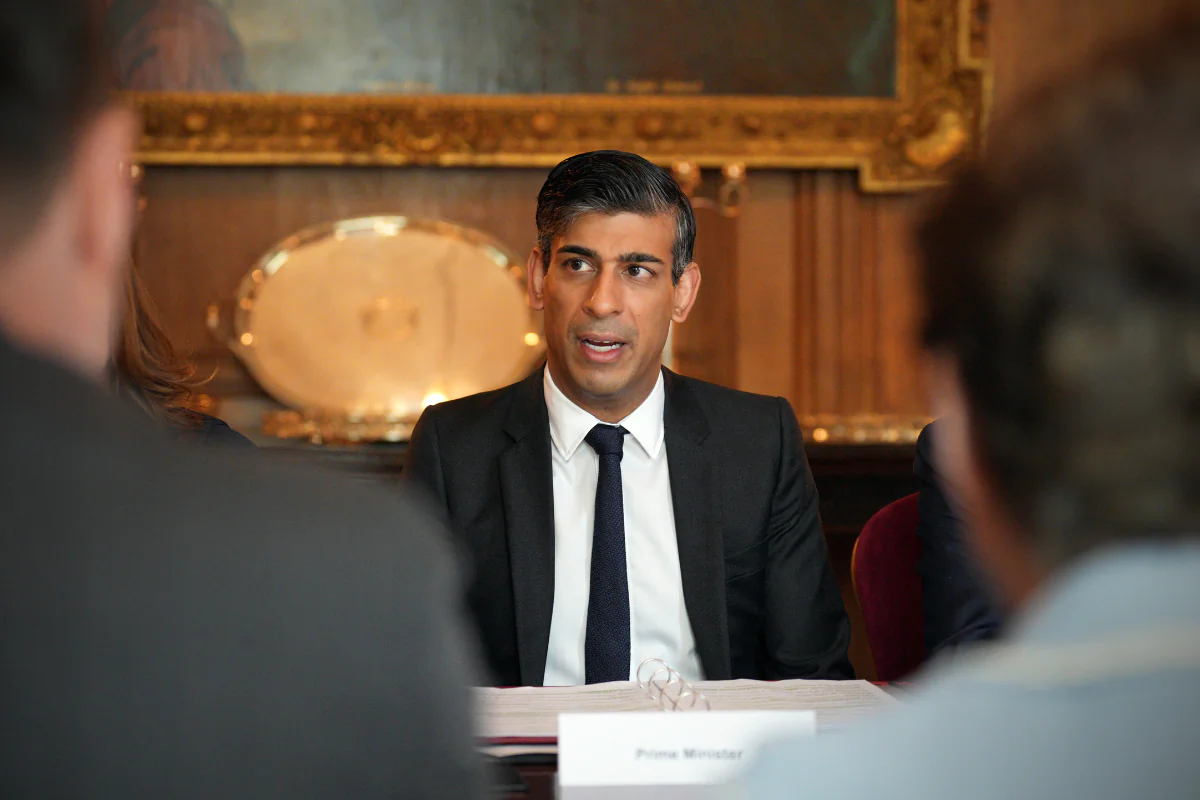 Prime Minister Rishi Sunak chairs a meeting with vice chancellors from some of the country's leading universities and representatives from the Union of Jewish Students in Downing Street to discuss efforts to tackle antisemitism on campus and protect Jewish students, in London on May 9, 2024. (Carl Court/PA)