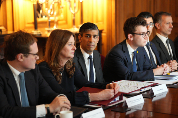 Prime Minister Rishi Sunak chairs a meeting with vice chancellors from some of the country's leading universities and representatives from the Union of Jewish Students in Downing Street to discuss efforts to tackle antisemitism on campus and protect Jewish students in London, England. (Carl Court/PA Wire)