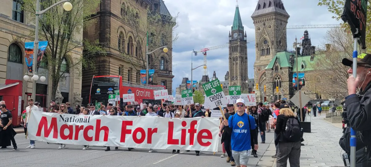 Thousands of Canadians begin the annual March For Life in downtown Ottawa on May 9. 2024. (Matthew Horwood/The Epoch Times)