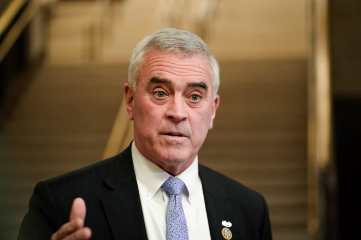 Chairman of the Select Subcommittee on the Coronavirus Pandemic, Rep. Brad Wenstrup (R-Ohio), speaks to reporters during a break from a meeting with former director of the National Institute of Allergy and Infectious Diseases (NIAID) Anthony Fauci, who is testifying before the Select Subcommittee on the Coronavirus Pandemic in Washington on Jan. 8, 2024. (Madalina Vasiliu/The Epoch Times)