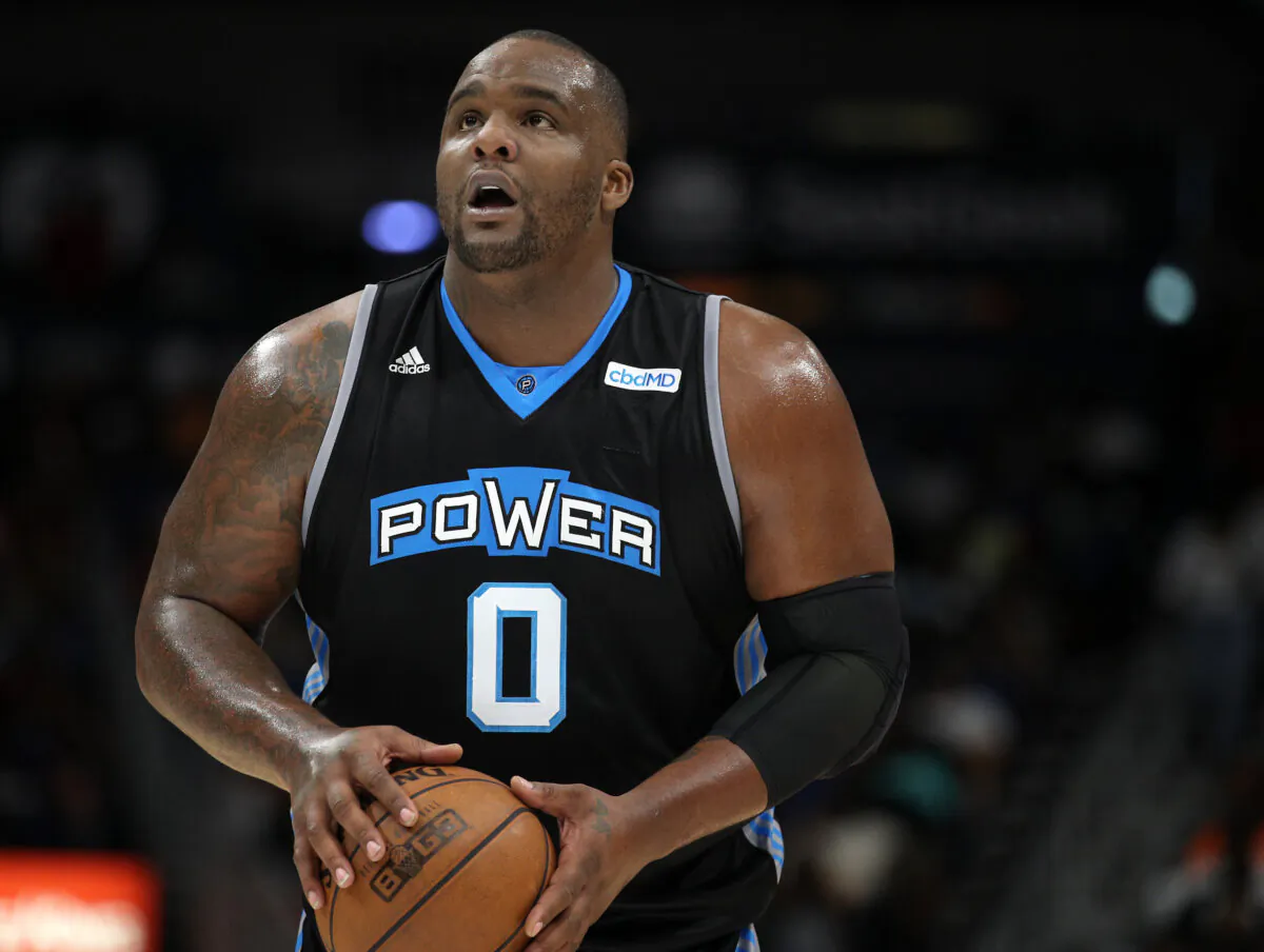 Glen 'Big Baby' Davis #0 of the Power shoots a free throw during the BIG3 Playoffs at Smoothie King Center in New Orleans, La., on Aug. 25, 2019. (Chris Graythen/BIG3 via Getty Images)