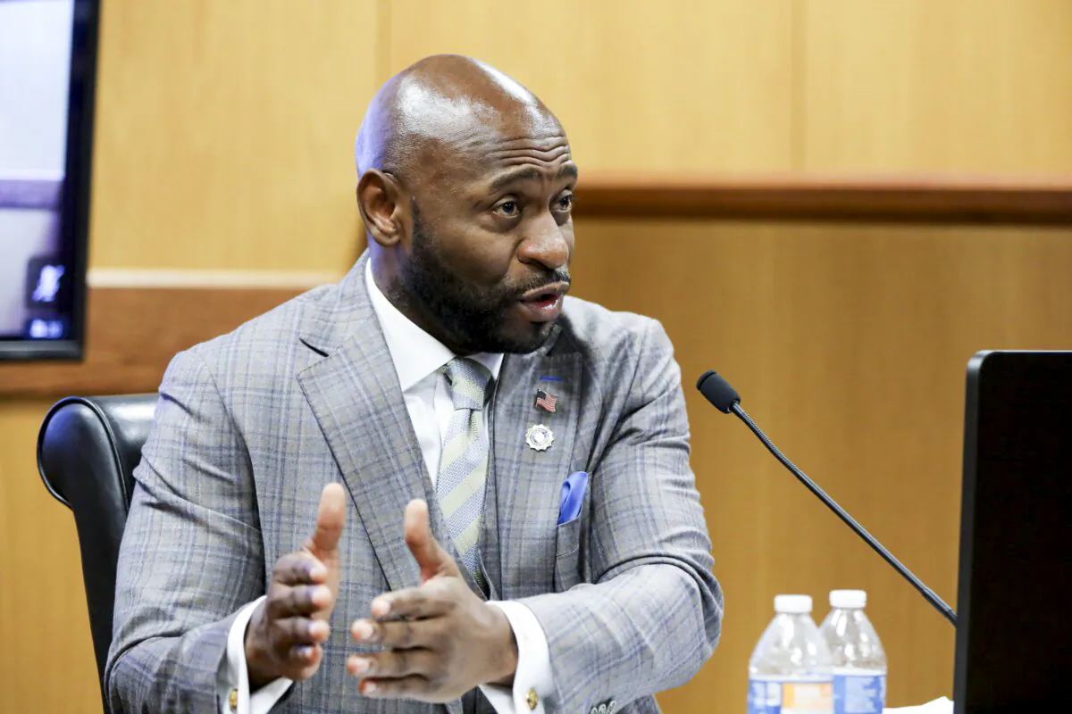 Fulton County Special Prosecutor Nathan Wade testifies during a hearing in the case of the State of Georgia v. Donald John Trump at the Fulton County Courthouse in Atlanta, Ga., on Feb. 15, 2024. (Alyssa Pointer/Getty Images)